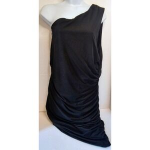 NWT bar III Women's XL Black One Shoulder Ruched Mini Dress Party Cocktail